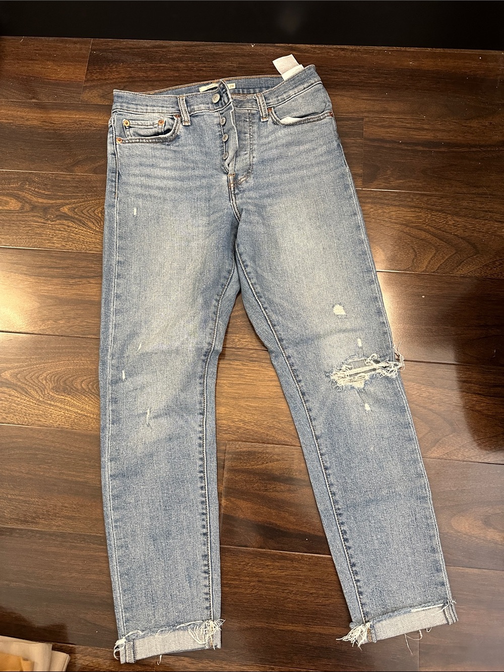 Levi's Light Blue Straight Leg Distressed Jeans